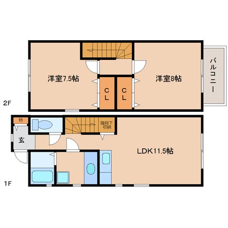 静岡駅 バス15分  ポリテクセンター前下車：停歩2分 1-2階の物件間取画像